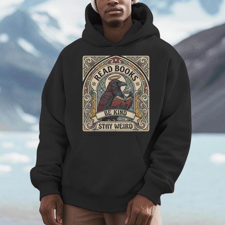 Read Books Be Kind Stay Weird Raven Tarot Reading Coffee Men Hoodie