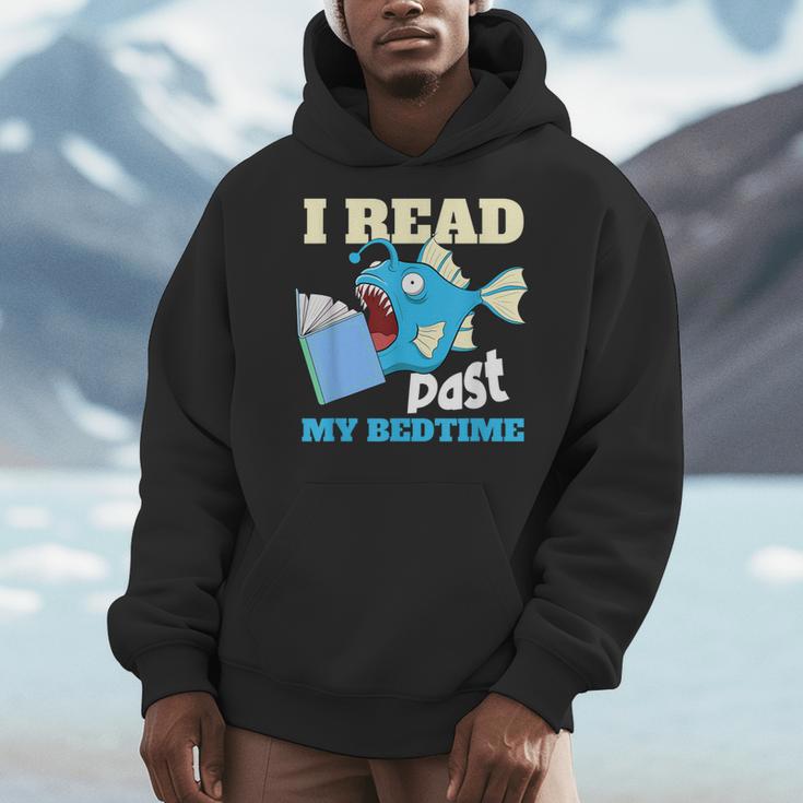 I Read Past My Bed Time Book Reading Anglerfish Librarian Men Hoodie