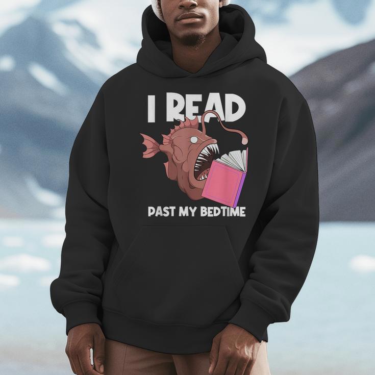 I Read Past My Bed Time Librarian Book Reading Anglerfish Men Hoodie
