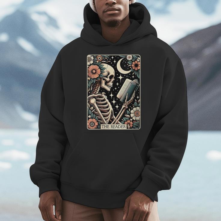 The Reader Tarot Card Skeleton Reading Book Bookworm Bookish Men Hoodie