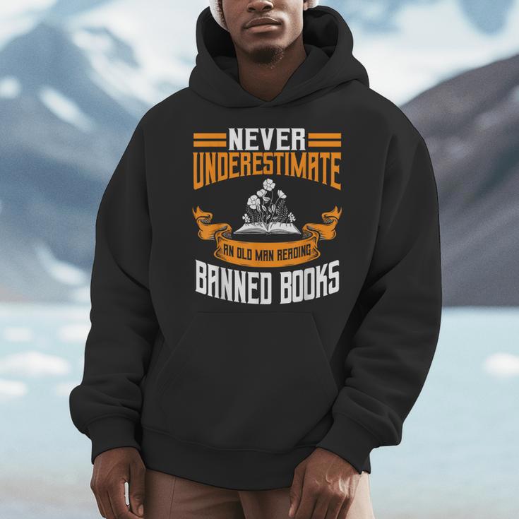 Reading Banned Books Old Man Saying Reader Book Bans Men Men Hoodie Reading Banned Books Old Man Saying Reader Book Bans Men Men Hoodie