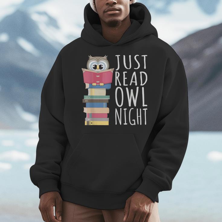 Reading Book Bookworm Kawaii Library Just Read Owl Night Men Hoodie