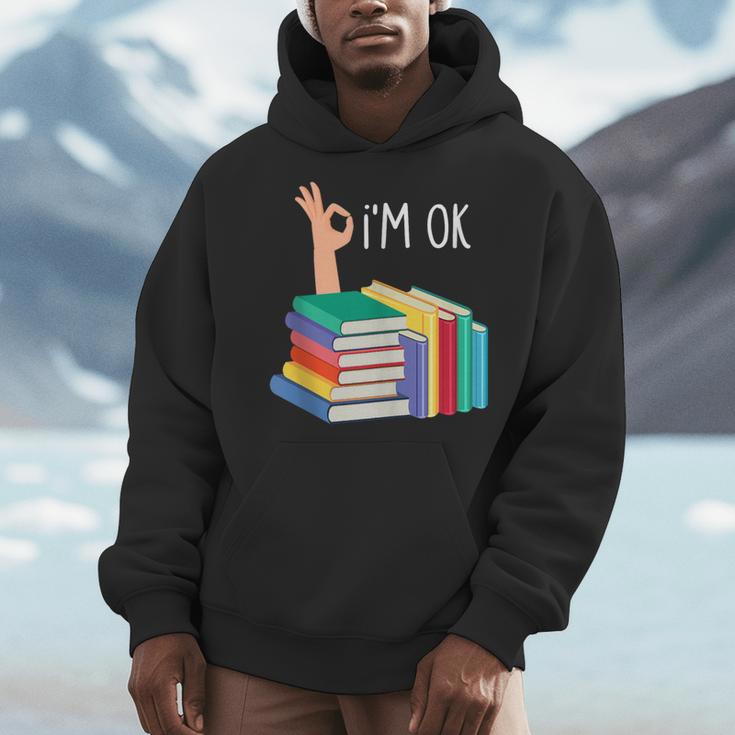 Reading Books Librarian Reader Nerd I'm Ok Men Hoodie