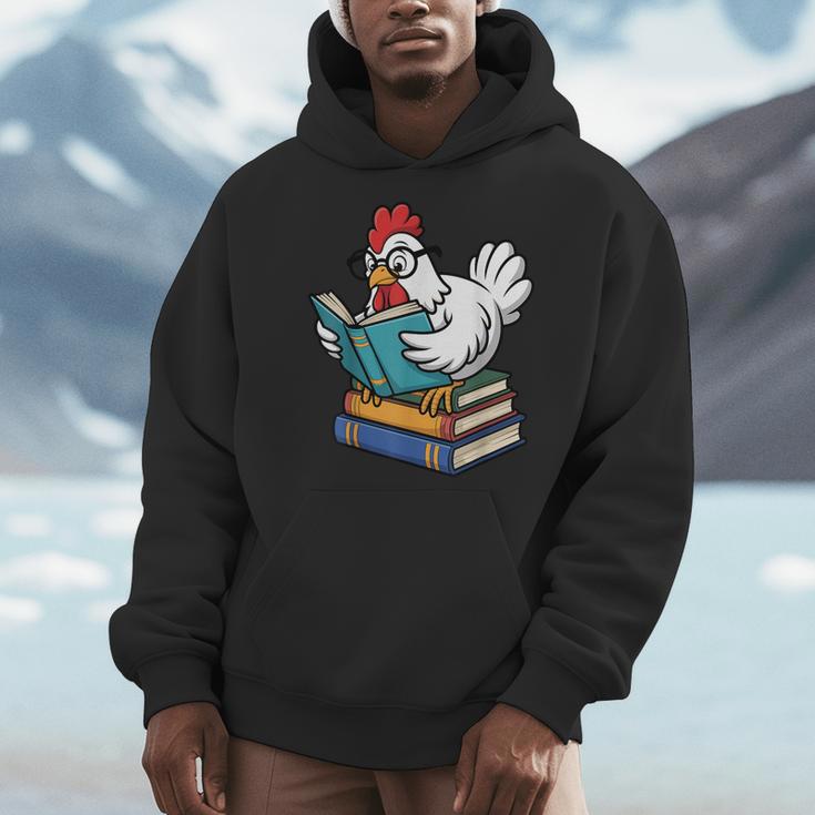 Reading Chicken Bookworm Cute Chicken With Glasses Books Men Hoodie Reading Chicken Bookworm Cute Chicken With Glasses Books Men Hoodie