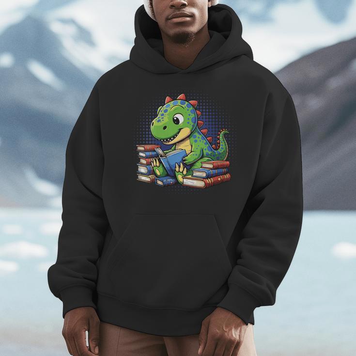 Reading Dinosaur Book Lover Cute Dino Reading Men Hoodie Reading Dinosaur Book Lover Cute Dino Reading Men Hoodie