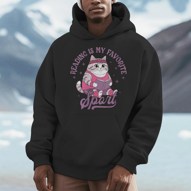 Reading Is My Favorite Sport Bookworm Cat Lover Book-Club Men Hoodie