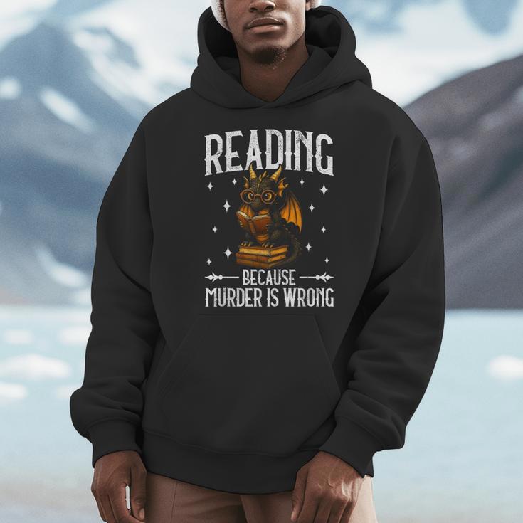 Reading Makes Me Feel Less Murdery Book Dragon Men Hoodie