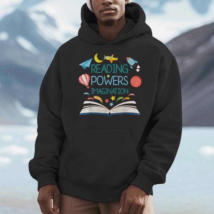 Reading Powers Imagination Books Bibliophile Teacher Men Women Kids Men Hoodie