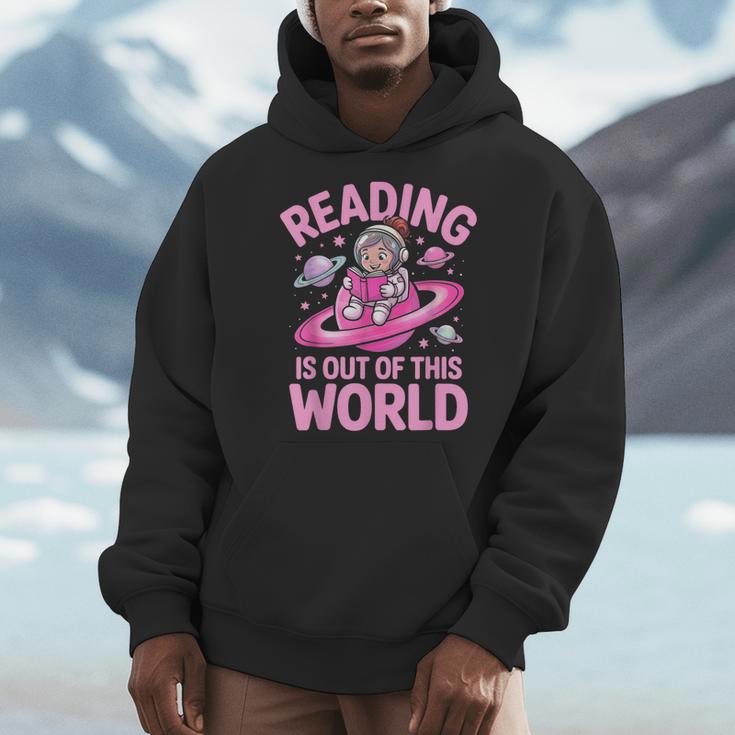 Reading Is Out Of This World Astronaut Reading Book Space Men Hoodie
