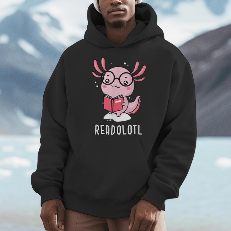 Readolotl Cute Axolotl Book Lover Men Hoodie