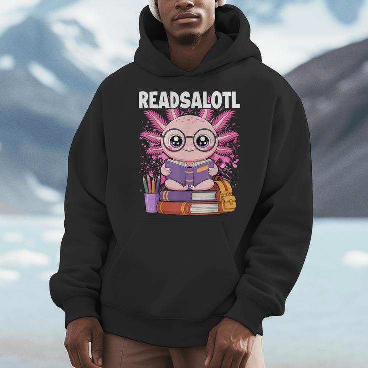 Readsalotl Axolotl Reading Book Bookworm Men Hoodie Readsalotl Axolotl Reading Book Bookworm Men Hoodie