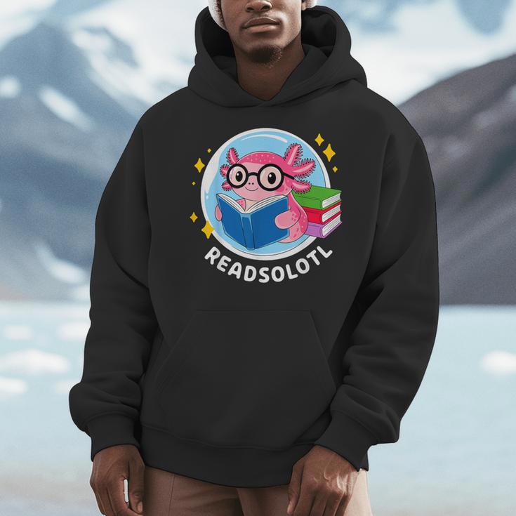 Readsolotl Axolotl Reading Book Men Hoodie