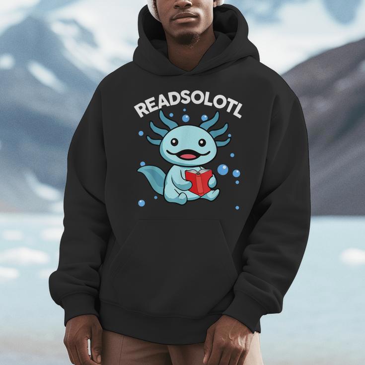 Readsolotl Cute Axolotl Read Book Ambystoma Mexicanum Kids Men Hoodie