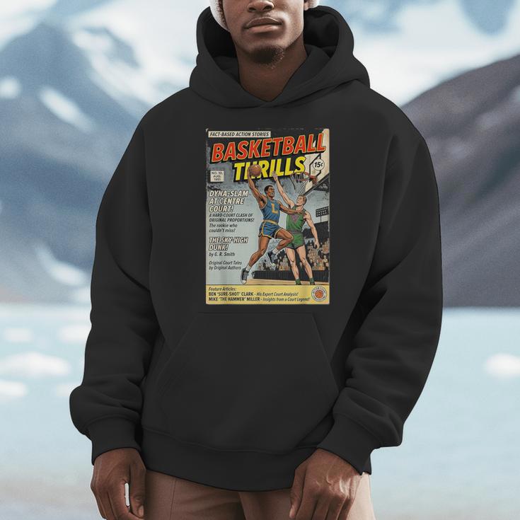 Retro Basketball Player Comic Book Style Dunker Graphic Men Hoodie