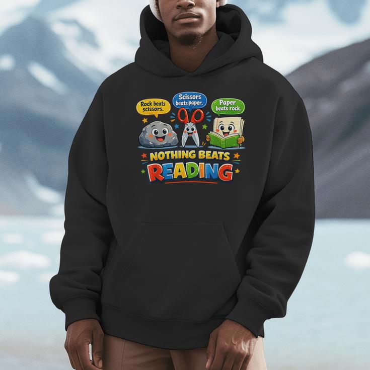 Rock Paper Scissors Nothing Beats Reading Book Lovers Men Hoodie