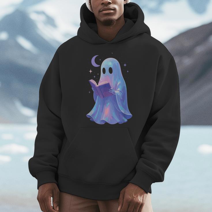 Scary Reading Book Lovers Halloween Costume Pastel Ghost Men Hoodie