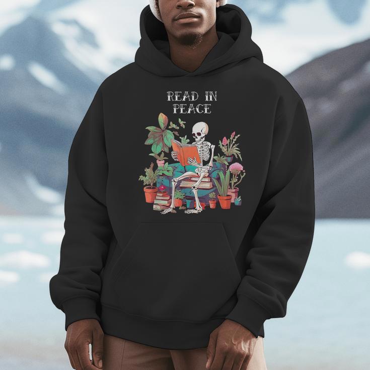 Skeleton Read In Peace Books And Plants Lover Bookworm Men Hoodie Skeleton Read In Peace Books And Plants Lover Bookworm Men Hoodie