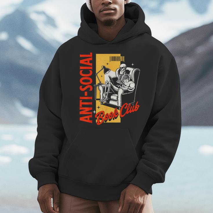 Skeleton Reads a Book Anti Social Book Club Men Hoodie Skeleton Reads a Book Anti Social Book Club Men Hoodie