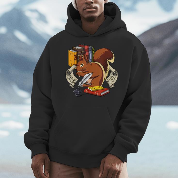 Squirrel Reading Book Cute Forest Animal Men Hoodie Squirrel Reading Book Cute Forest Animal Men Hoodie