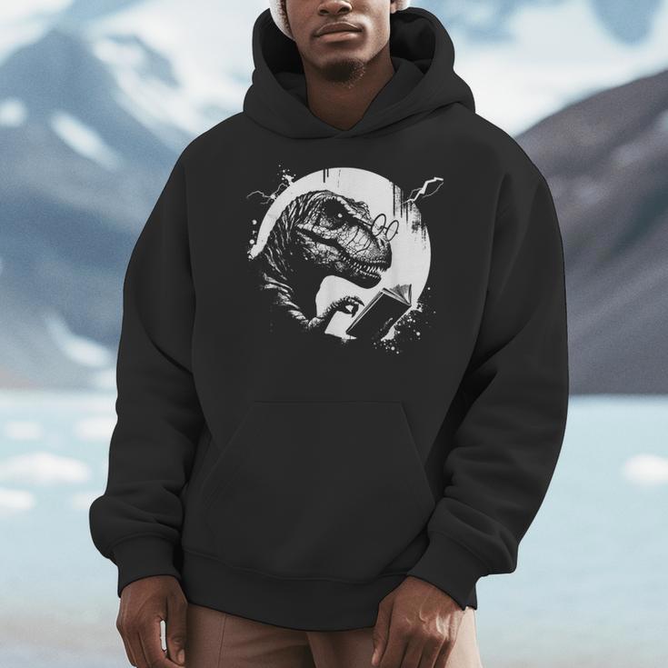 T-Rex Bookworm Book Reading Dinosaur Lover Men Hoodie