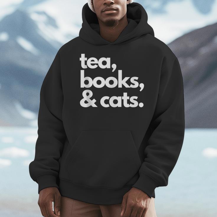 Tea Books And Cats Cat Mom Mum Mama Dad Reading Lover Book Men Hoodie