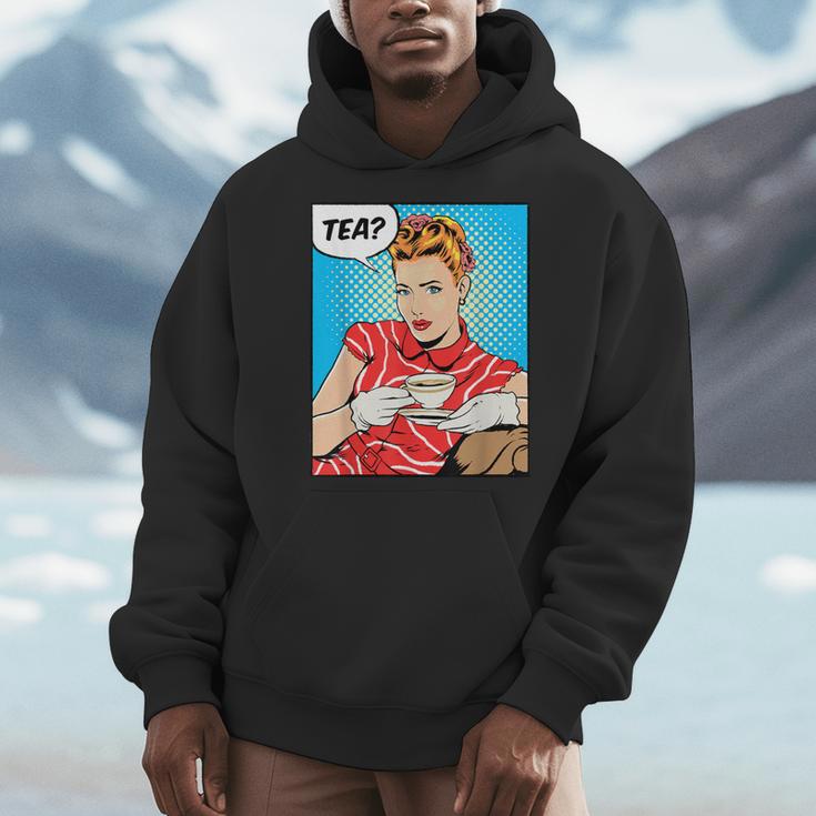 Tea Pop Art Comic Book Cartoon Tea Party Tea Lover Drinking Men Hoodie