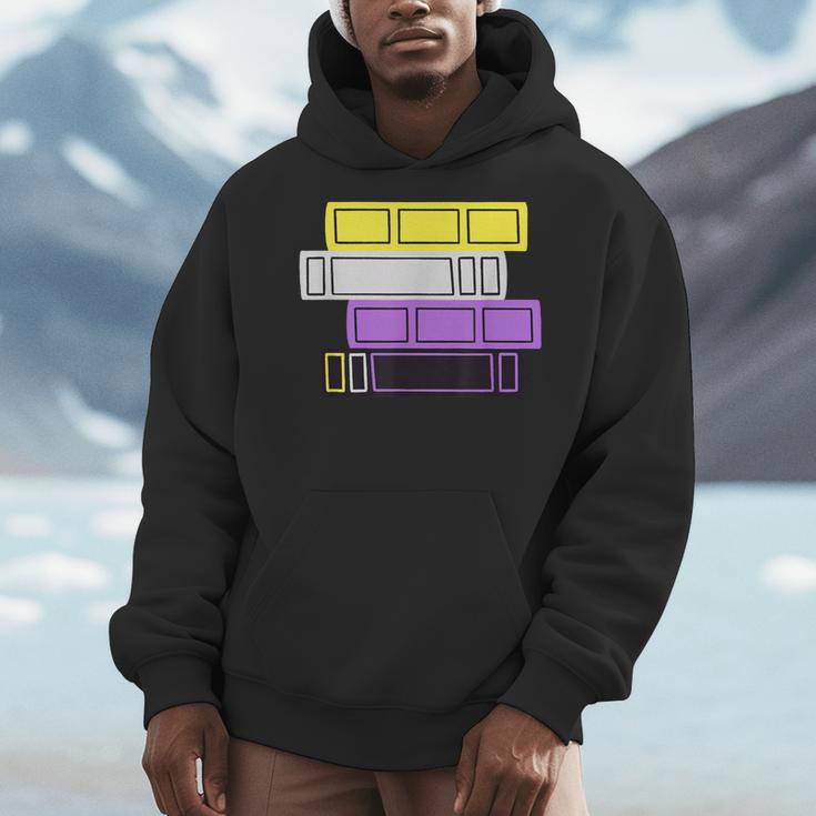 Threadless Grey Sky Chai Nonbinary Pride Book Stack Graphic Men Hoodie