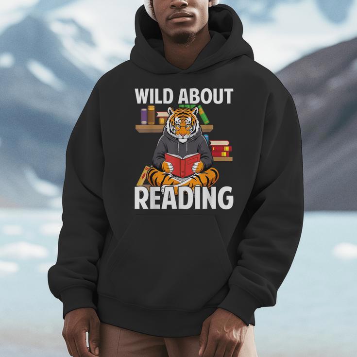 Tiger Reading Book Wearing Glasses Library Animal Men Hoodie