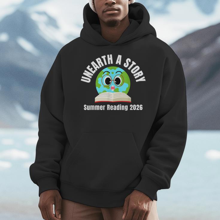 Unearth a Story Summer 2026 Reading Program Earth Read Book Men Hoodie