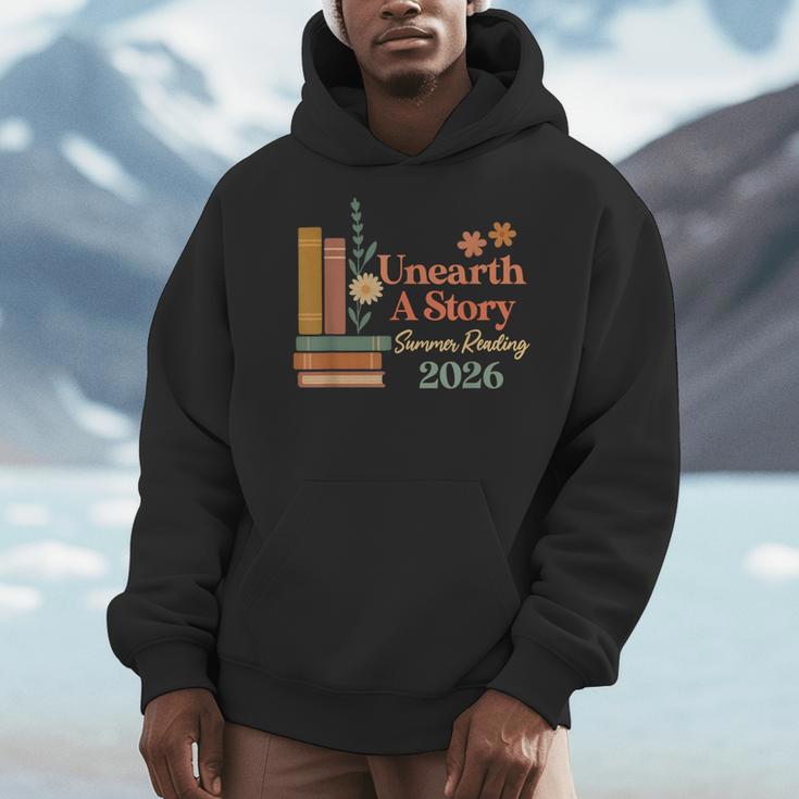 Unearth a Story Summer Reading 2026 Library Teachers Book Men Hoodie