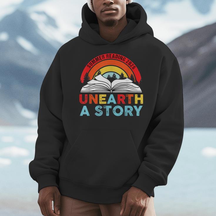 Unearth a Story Summer Reading 2026 Vintage Book Rainbow Men Hoodie