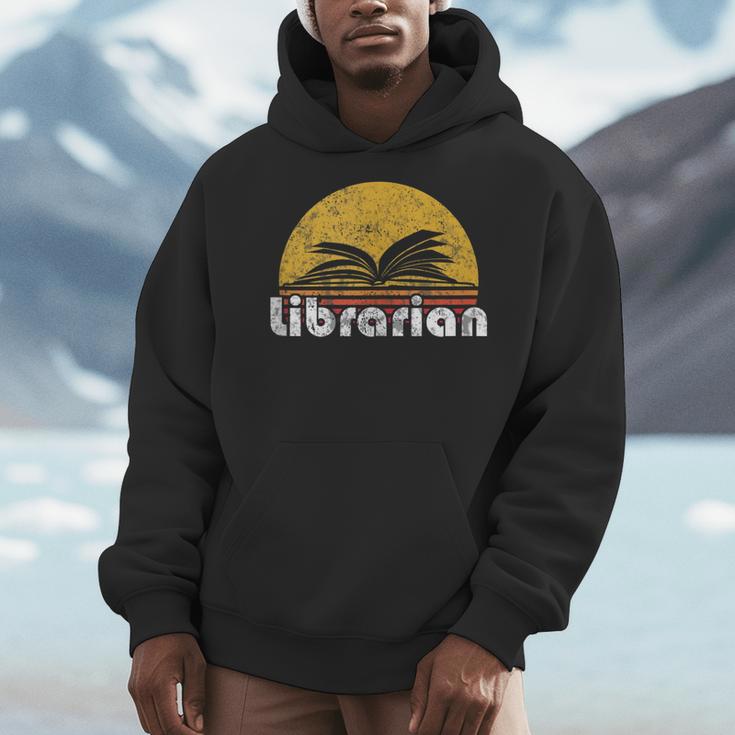Vintage Reading Book Librarian Retro Sunset Men Hoodie