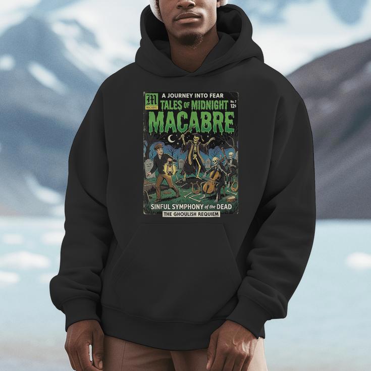 Vintage Retro Horror Comic Book Cover Skeleton Macabre Men Hoodie
