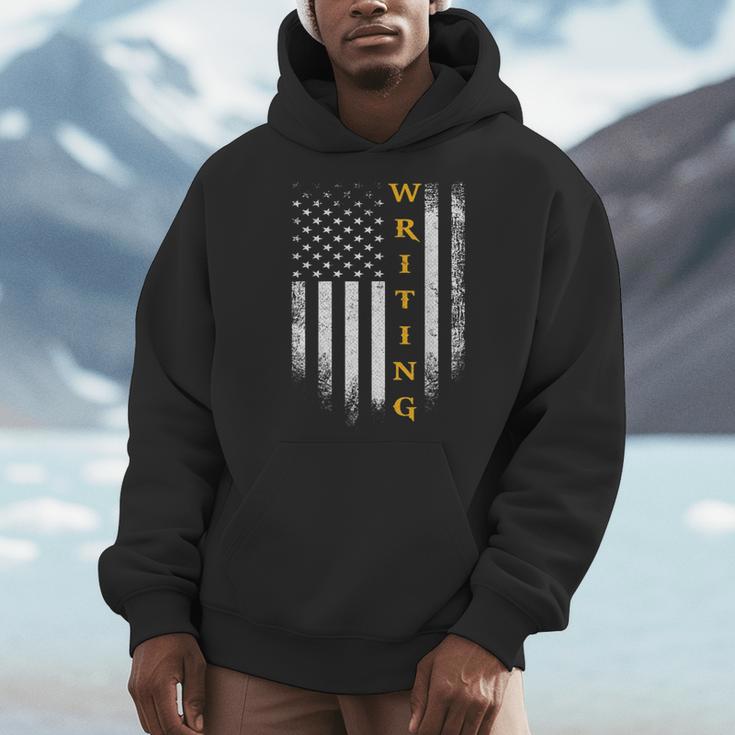 Vintage USA American Flag Writing Book Write Writer Women Kids Men Men Hoodie