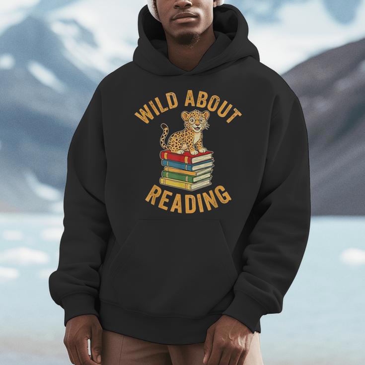 Wild About Reading Cute Leopard Teacher Kids Book Lover Men Hoodie