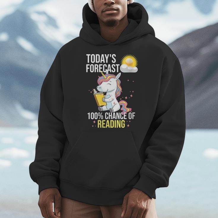 Women's 100 Chance Of Reading Book Lover Unicorn Men Hoodie