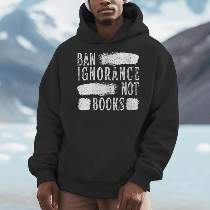 Women's Ban Ignorance Not Books Banned Book Lover Reading Enthusiast Men Hoodie