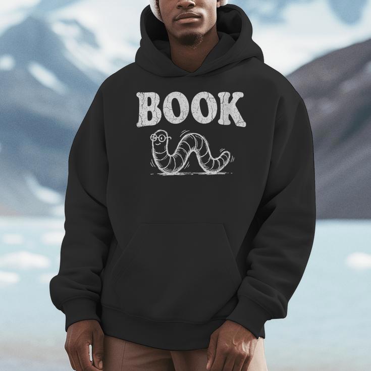 Women's Book Worm Visual Pun Vintage Reading Lover Men Hoodie