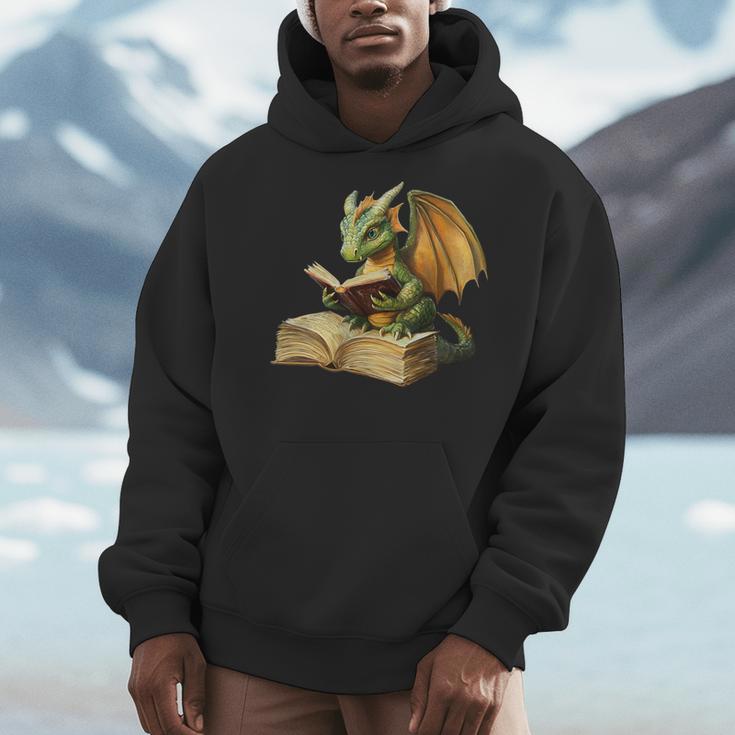Women's Dragon Bookworm Reading Book Graphic Men Hoodie Women's Dragon Bookworm Reading Book Graphic Men Hoodie