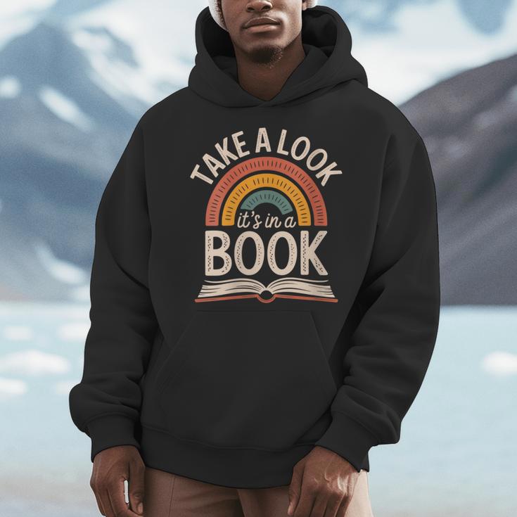 Women's Take A Look Its In A Book Retro Reading Bookworm Librarian Men Hoodie
