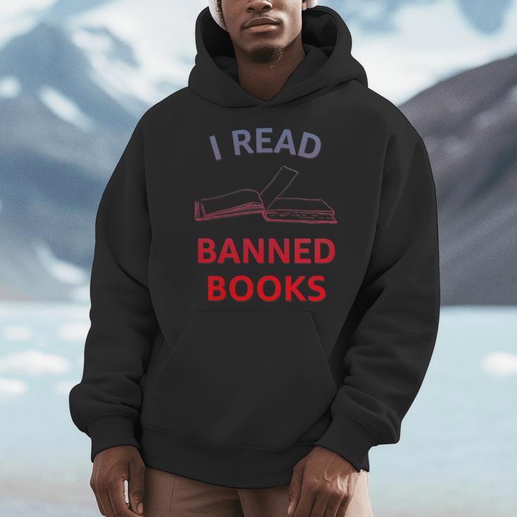 Women's I Read Banned Books Bluegrey-Red Literature Activist Men Hoodie