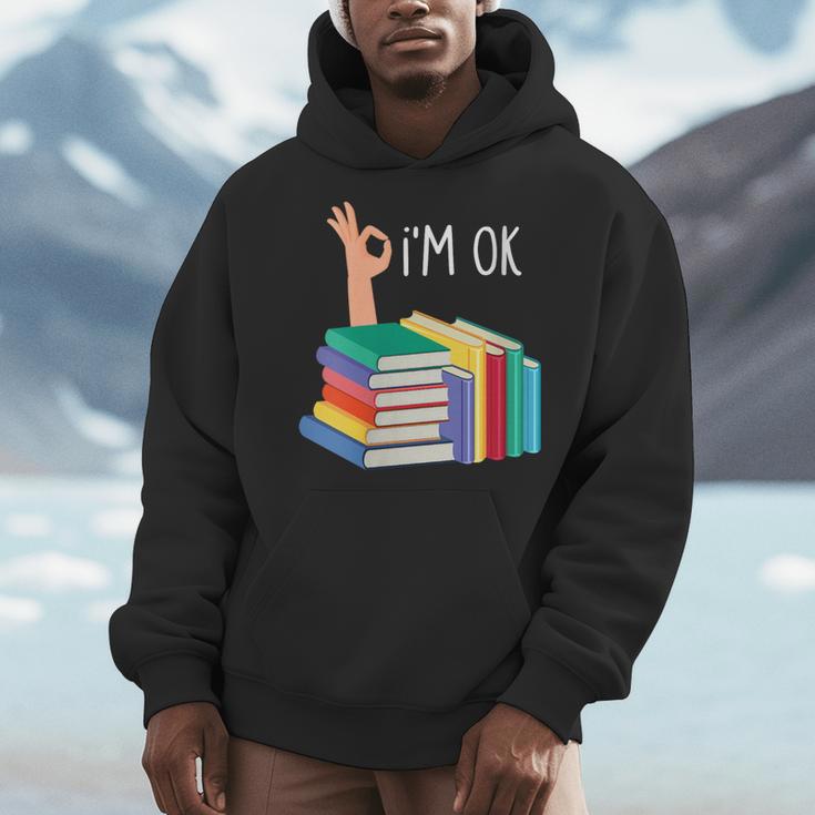 Women's Reading Books Librarian Reader Nerd I'm Ok Men Hoodie