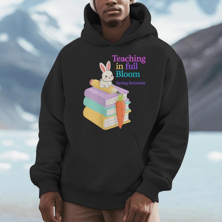 Women's Teaching Spring Semester Bunny Books Pencil Classroom Men Hoodie
