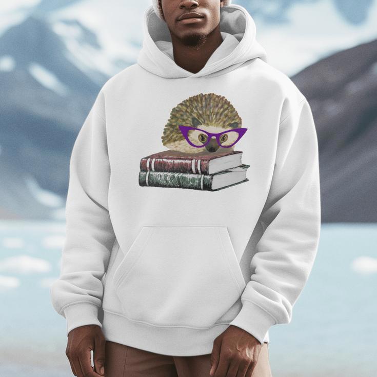 Adorable Hedgehog Book Nerd Tee Shirt Men Hoodie