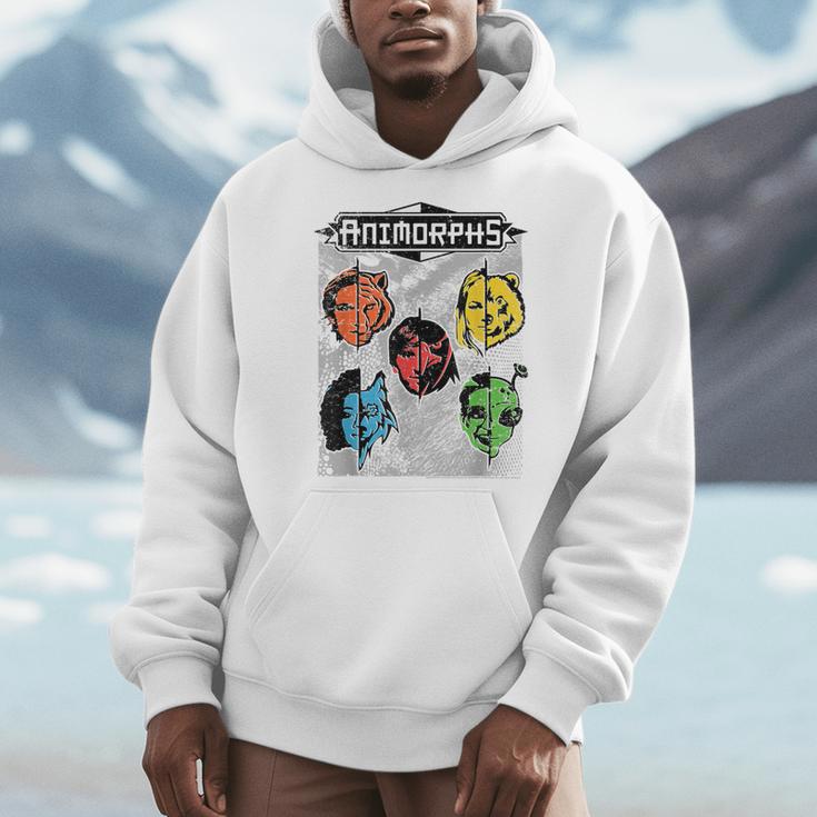 Animorphs Split Face Character Colorful Grid Book Series Men Hoodie Animorphs Split Face Character Colorful Grid Book Series Men Hoodie