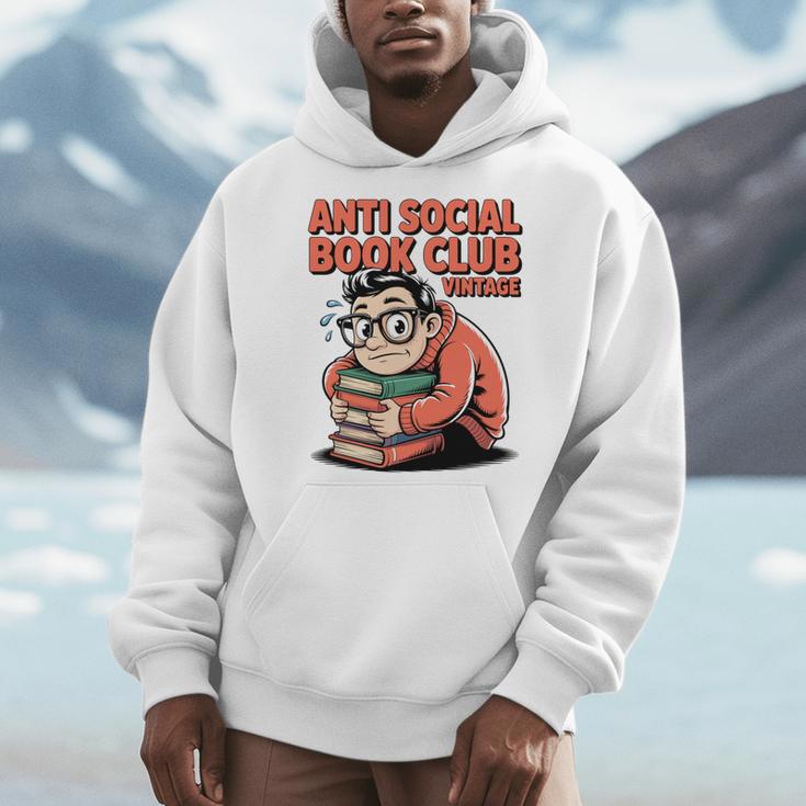 Anti Social Book Club Vintage Retro Reader Art Men Hoodie