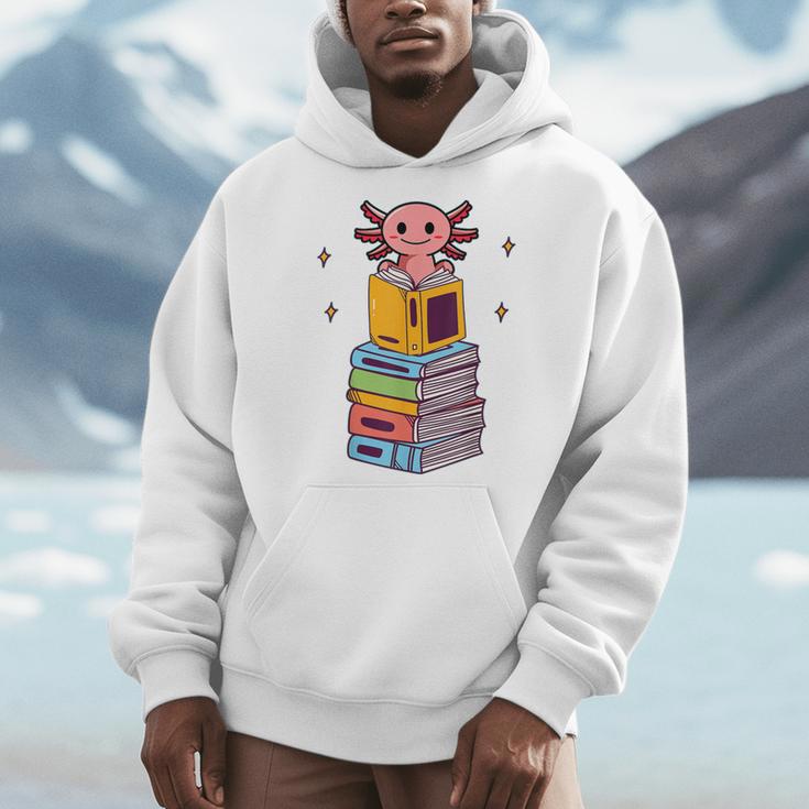 Axolotl Bookworm Girls Cute Book Reading Axolotl Pink Men Hoodie Axolotl Bookworm Girls Cute Book Reading Axolotl Pink Men Hoodie