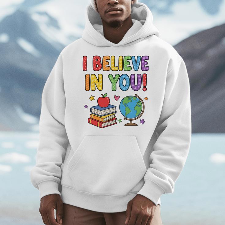 I Believe In You Educational Art With Books And Globe Men Hoodie I Believe In You Educational Art With Books And Globe Men Hoodie