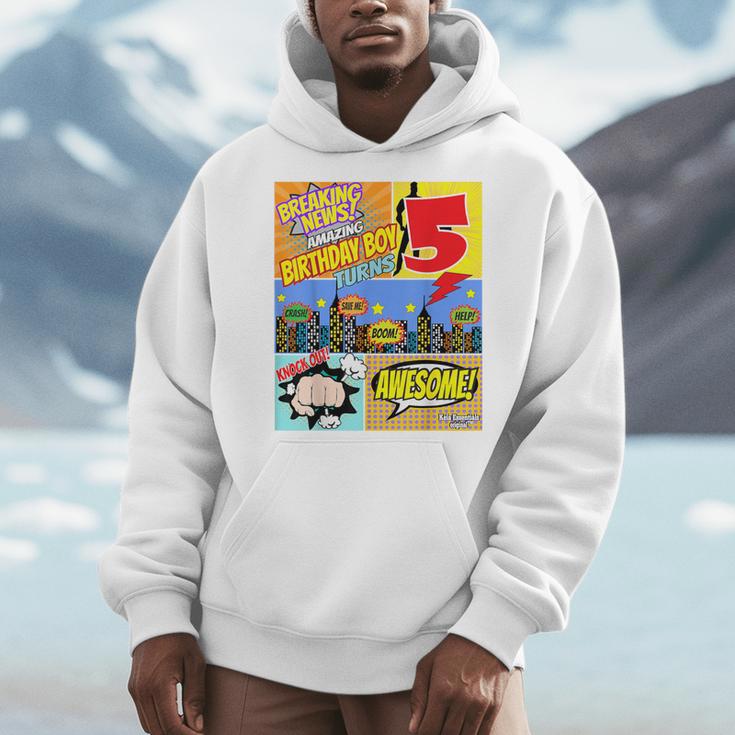 Birthday Boys Shirt Age 5 Superhero Comic Book Theme Party Men Hoodie Birthday Boys Shirt Age 5 Superhero Comic Book Theme Party Men Hoodie