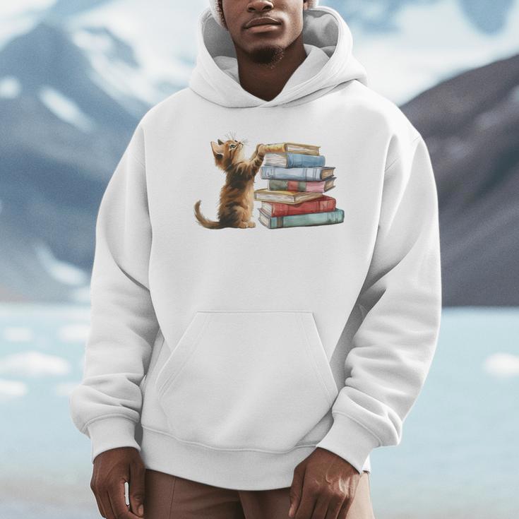 Book Cat Lover Reading Read Books Men Hoodie